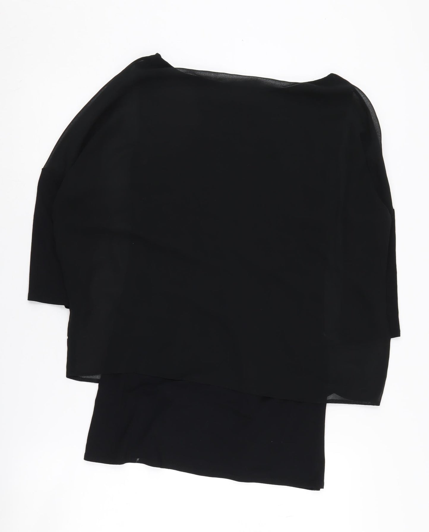 Wallis Women Black 3/4 Sleeve Top, Size S, Studded Detail