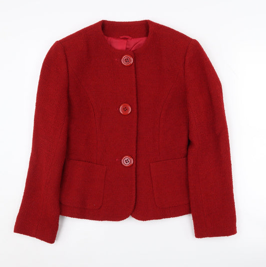 Hobbs Women’s Red Blazer Size 8 Bouclé