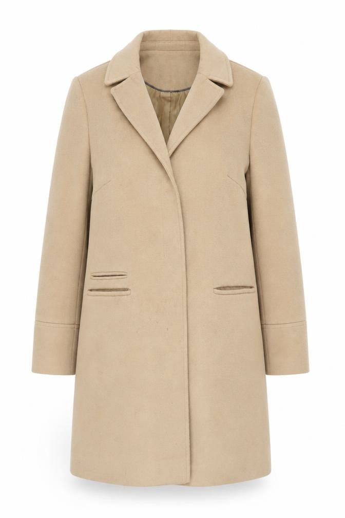 Topshop Women's Beige Mid-Length Overcoat, Size 10