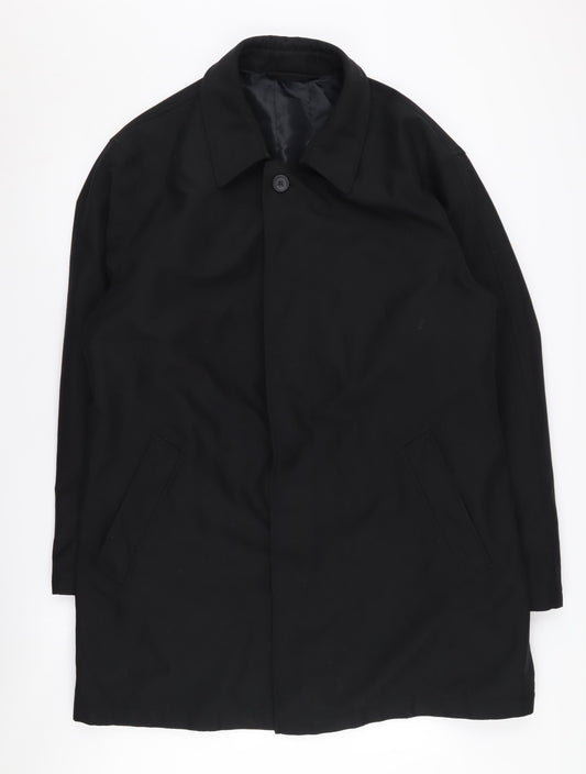 Austin Reed Men's Black Mid-Length Overcoat Size 50