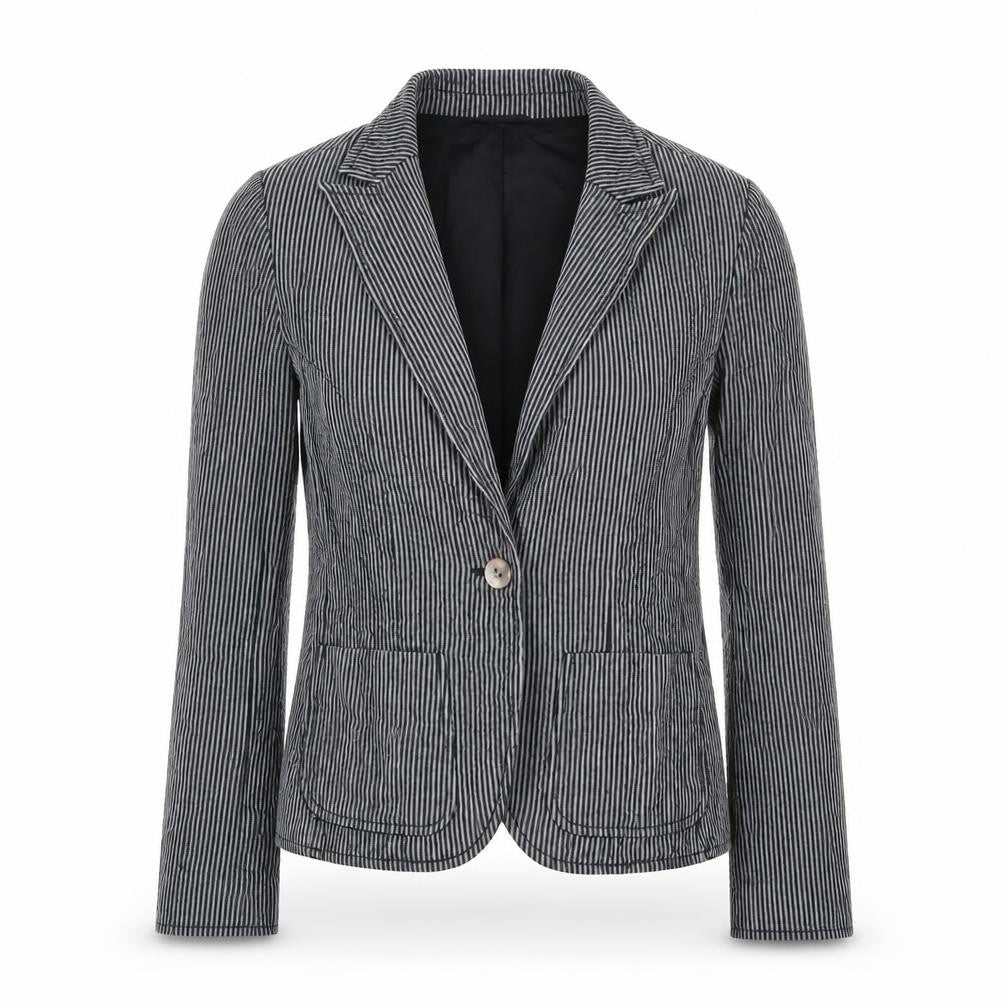 East Women's Black Pinstripe Blazer Size 8