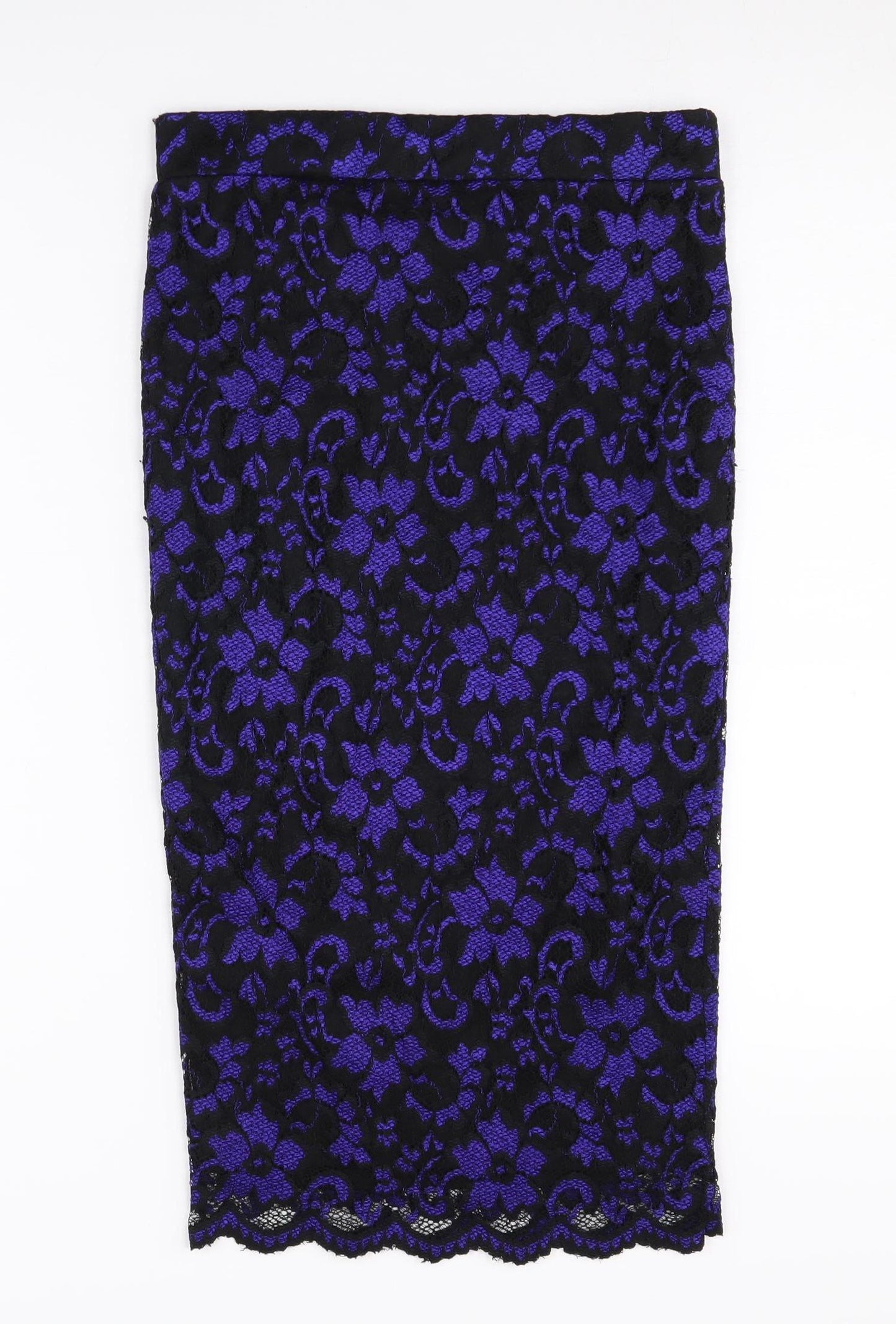 Miss Selfridge Women's Lace Skirt, Black & Purple, Size 10