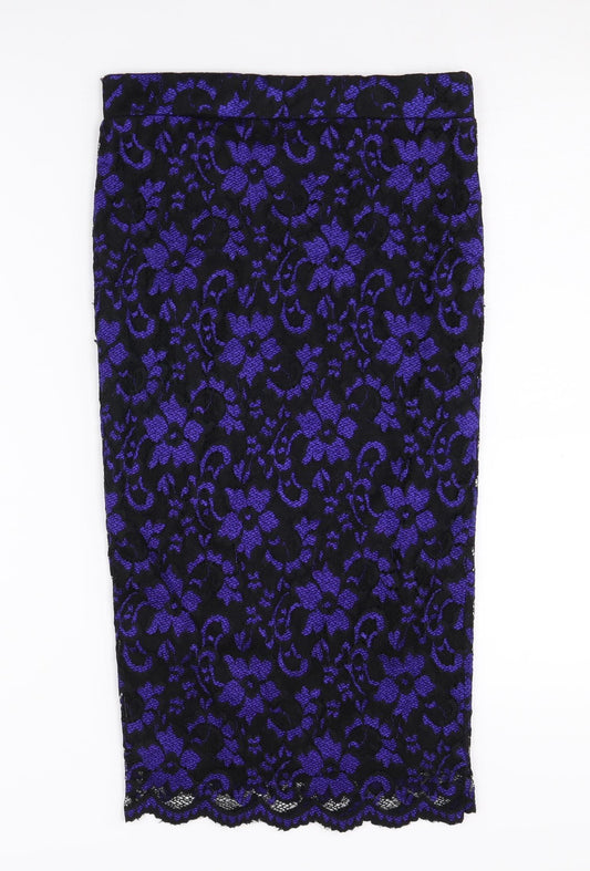 Miss Selfridge Women's Lace Skirt, Black & Purple, Size 10