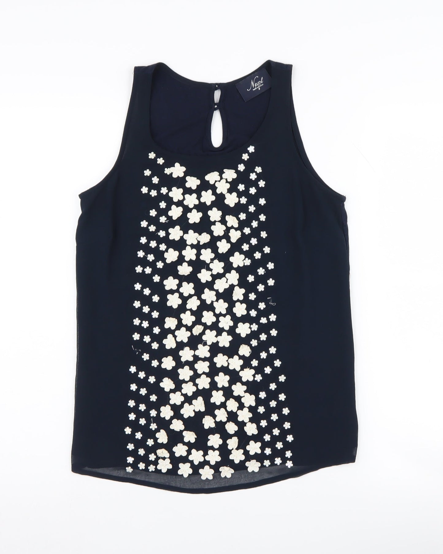 Next Women's Blue Floral Embroidered Tank Top Size 8