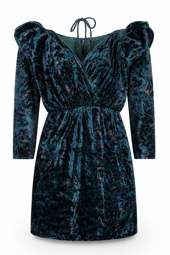Zara Women’s Green Velvet Dress M Long Sleeve