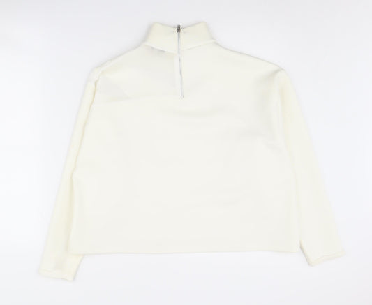 Zara Women's Ivory Mock Neck Sweatshirt Size 8