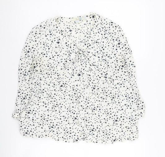 Boden Women’s White Star Long Sleeve Blouse Size 12