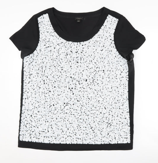 Ann Taylor Women's Black Sequin Party T-Shirt L