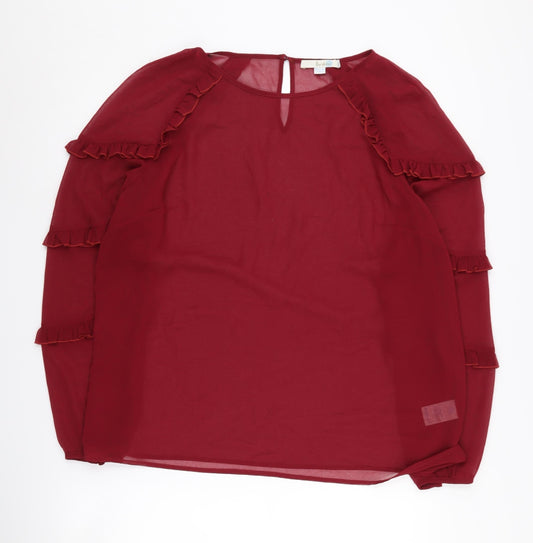 Boden Women’s Red Ruffle Blouse Size 16