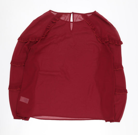Boden Women’s Red Ruffle Blouse Size 16