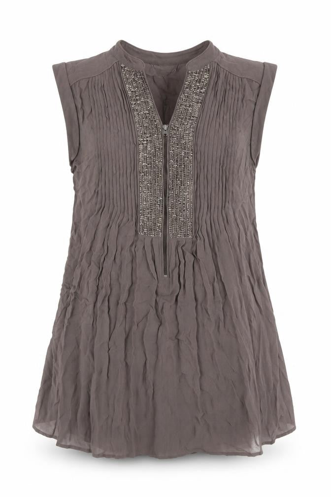 Womens UK Size 10 Mint Velvet Grey Viscose Blouse