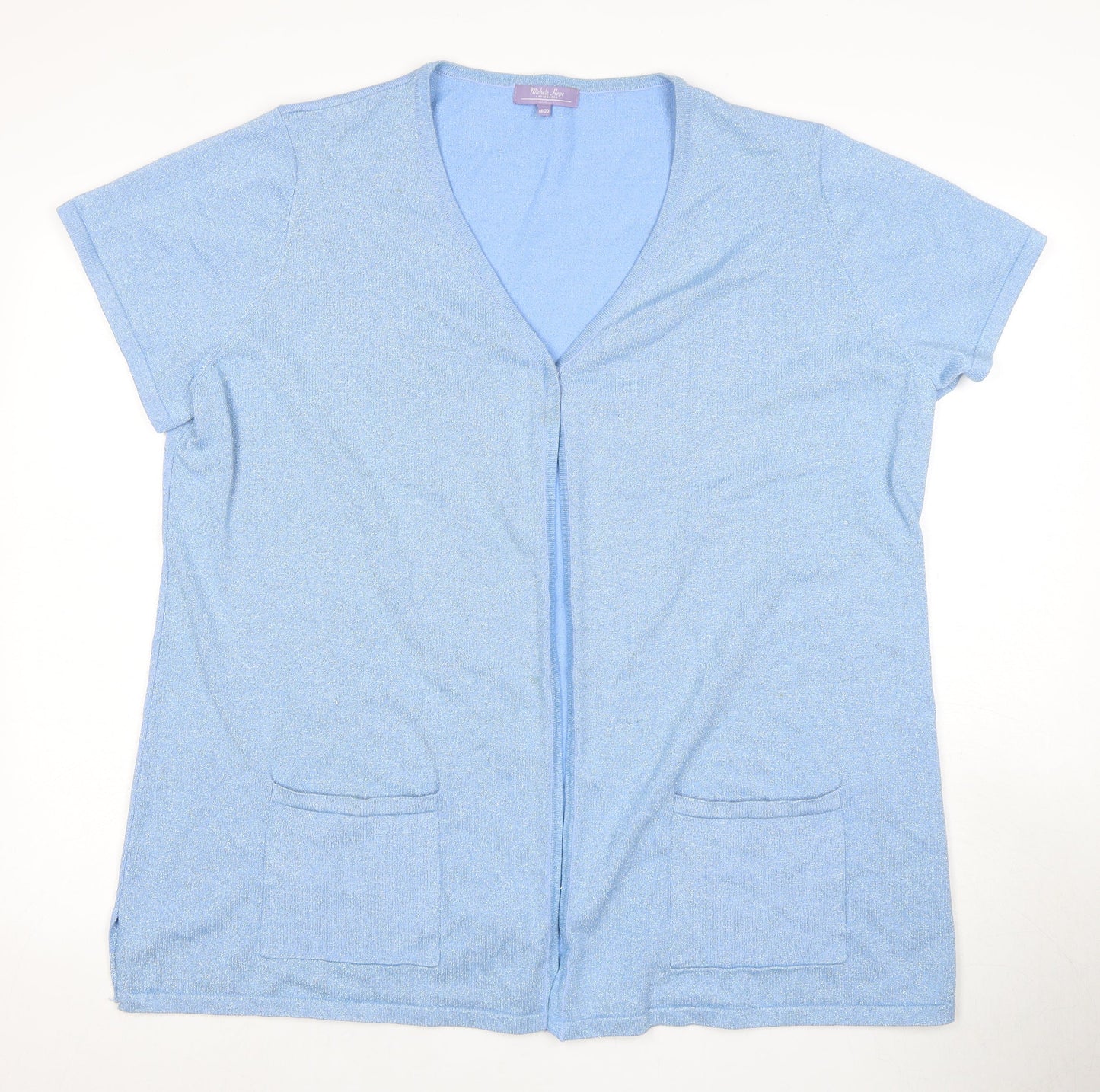 Michele Hope Women's Blue Cardigan, Size 18, V-Neck