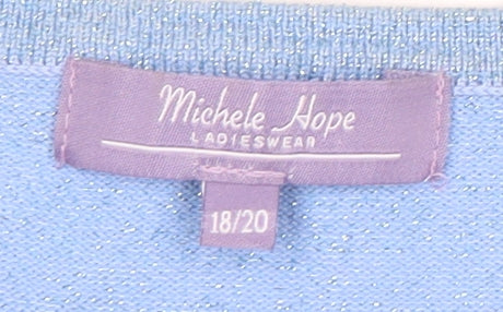Michele Hope Women's Blue Cardigan, Size 18, V-Neck
