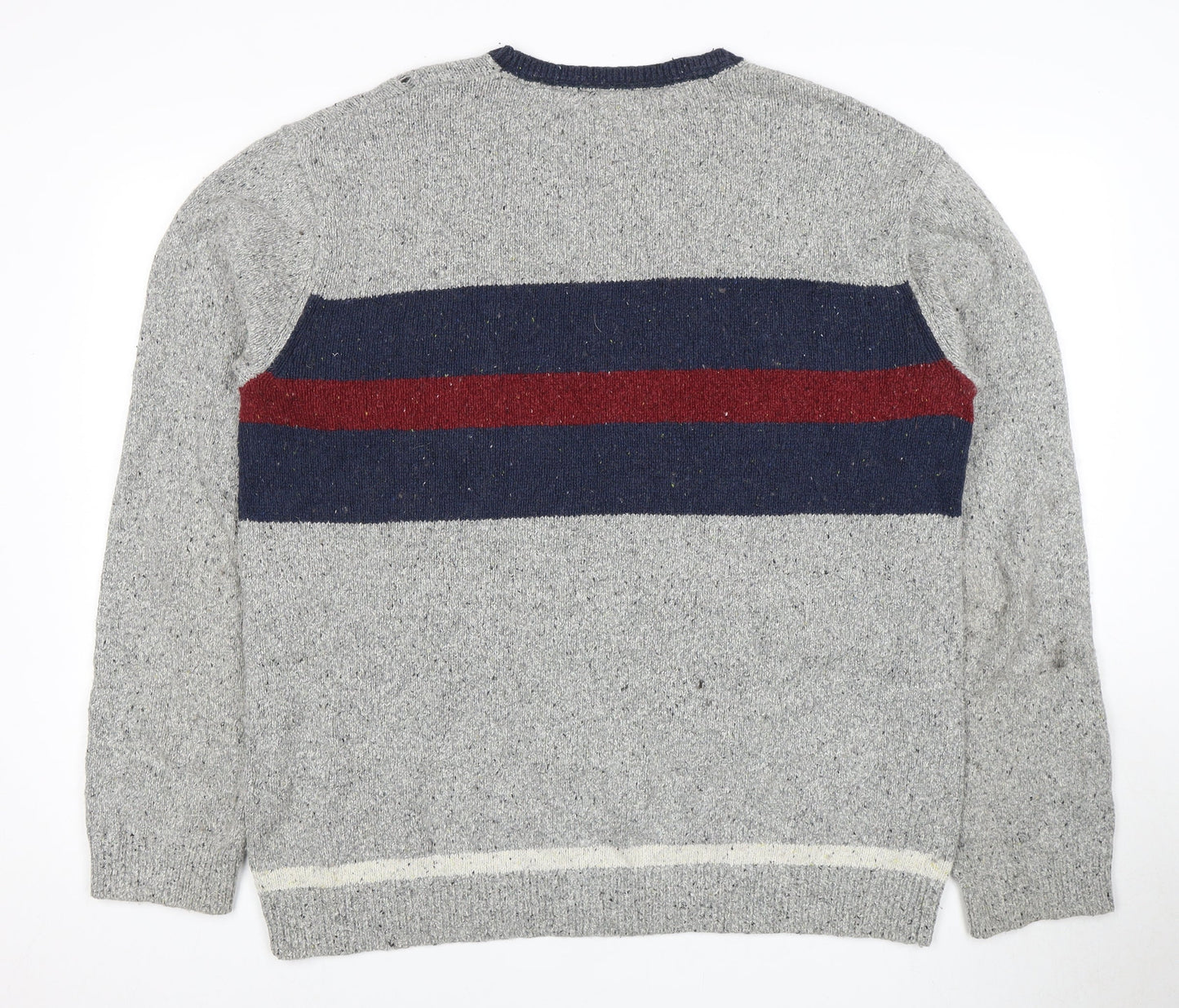 Quiksilver Men's XL Grey Striped Pullover Jumper