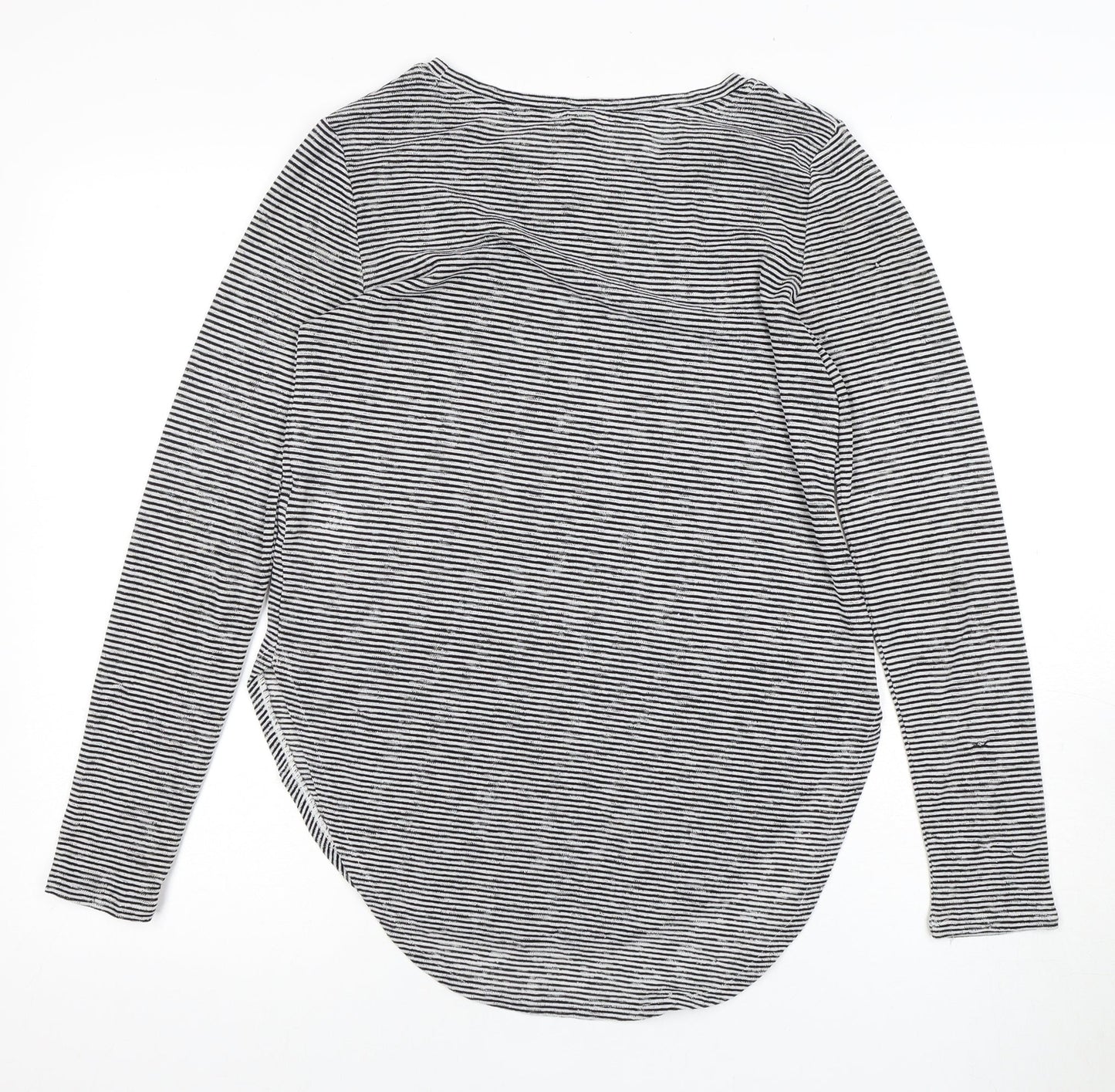 H&M Women's Black Striped Long Sleeve Basic T-Shirt S