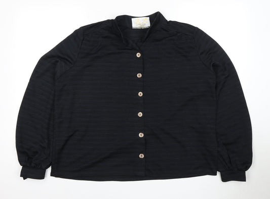 Alison Jane Women's Black Long Sleeve Button-Up