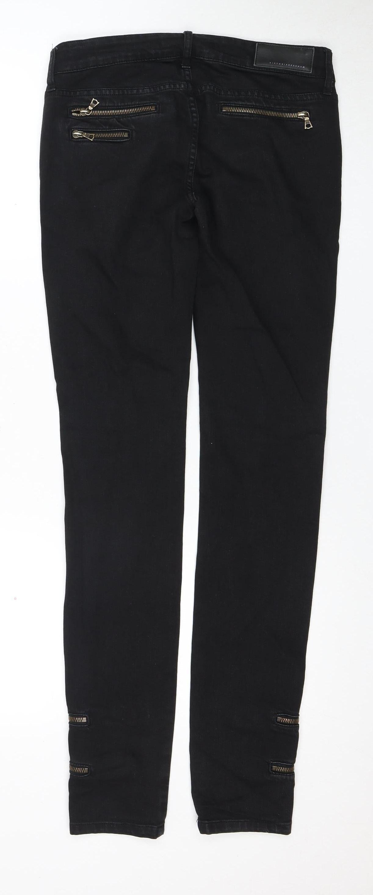 Victoria Beckham Black Skinny Jeans 25 Women's Zip