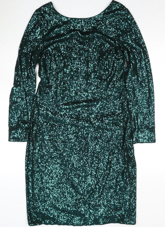 Hobbs Women's Green Sequin Party Dress Size 14