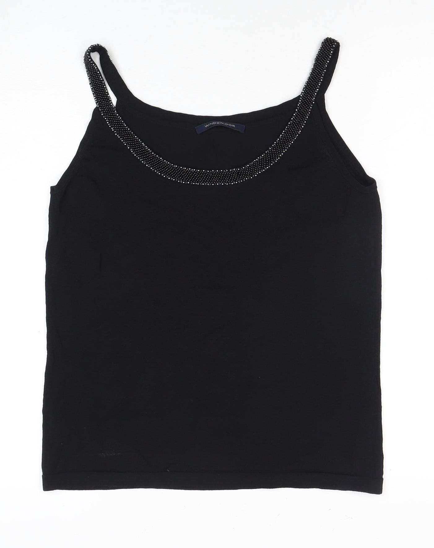 Windsmoor Women’s Black Camisole Tank - Beaded, S