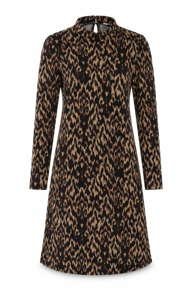 Apricot Women's Black Beige Animal Print Keyhole Dress - Size 12