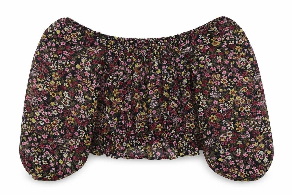 MNG Women's Multicoloured 3/4 Sleeve Floral Top