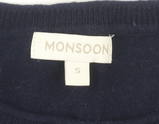Monsoon Women's Blue Knit Pullover Jumper Size S