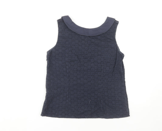 Boden Women's Blue Collared Sleeveless Blouse, Size 10