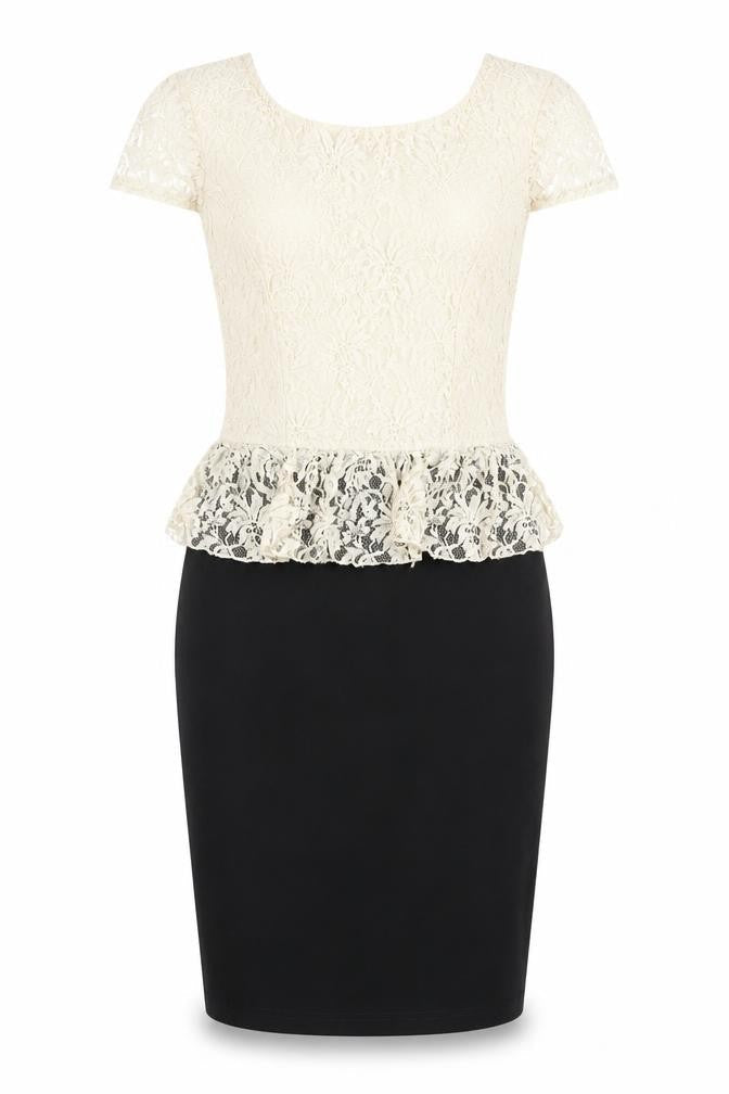Lipsy Women's Black & Ivory Peplum Dress