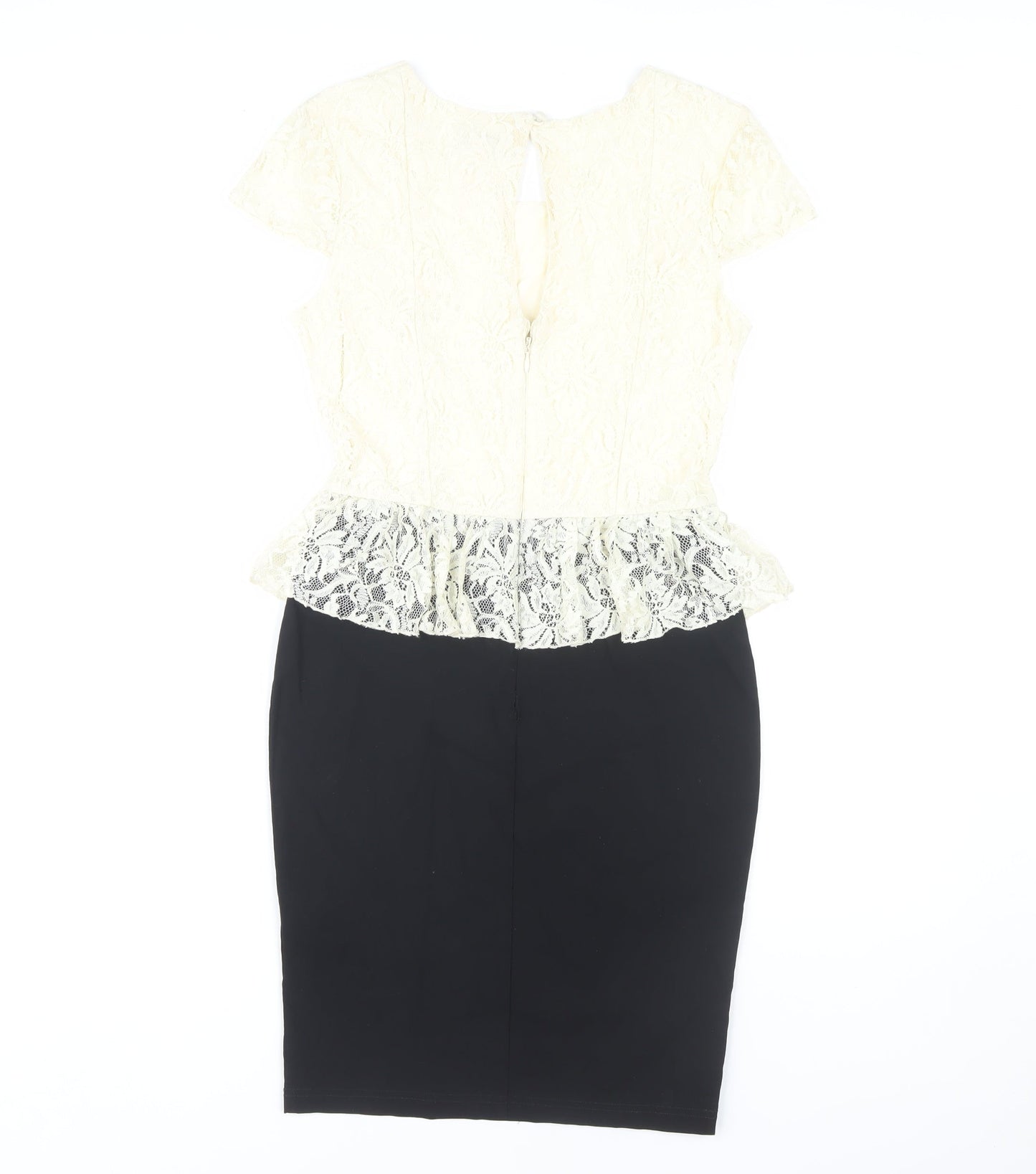 Lipsy Women's Black & Ivory Peplum Dress