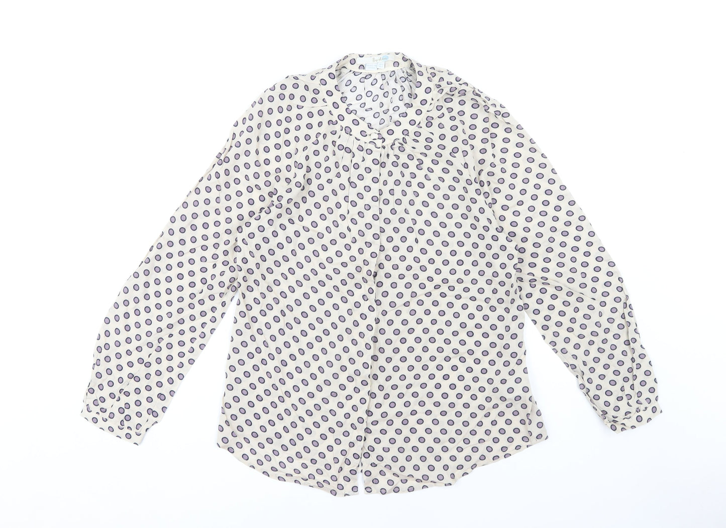 Boden Women's Beige Polka Dot Blouse - Size 8