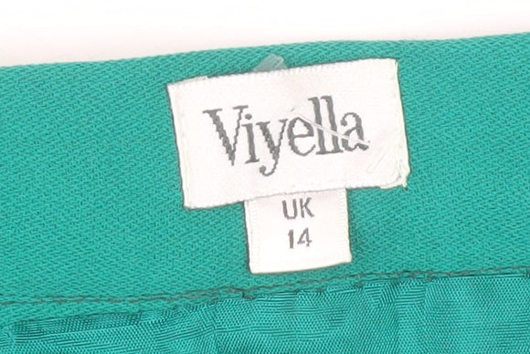 Viyella Women’s Green Pleated Skirt, Size 14, Polyester/Wool