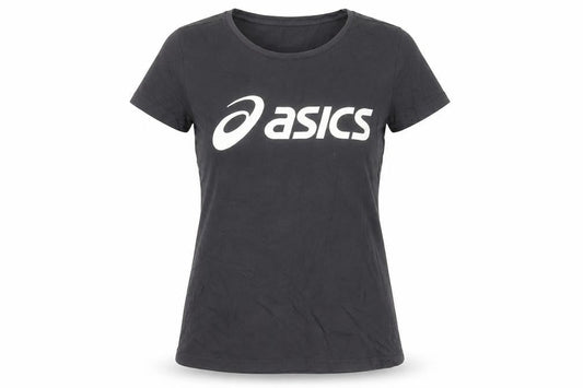 Womens UK Size S ASICS Black 100% Cotton T-Shirt