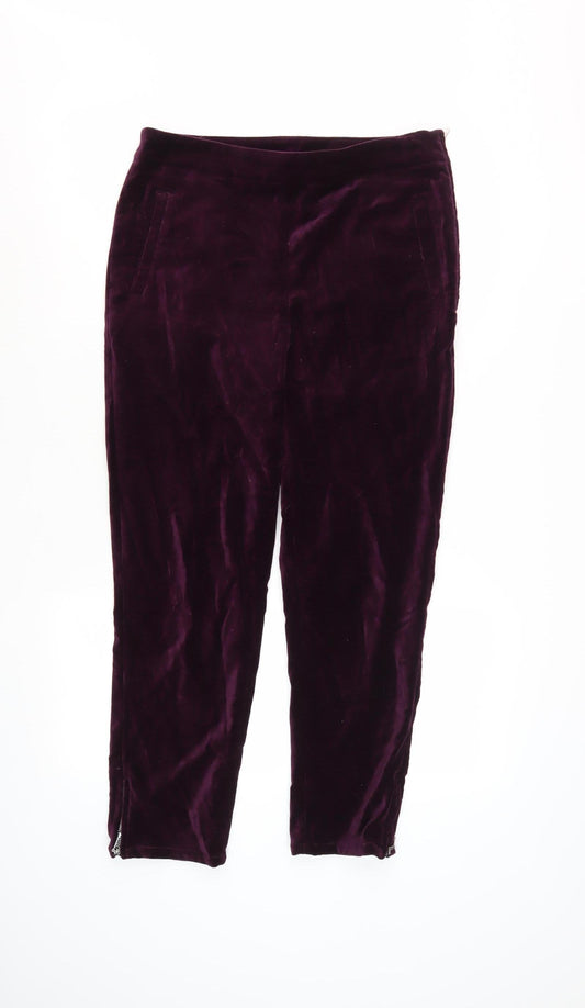 Fat Face Women's Purple Velvet Cropped Trousers UK 10