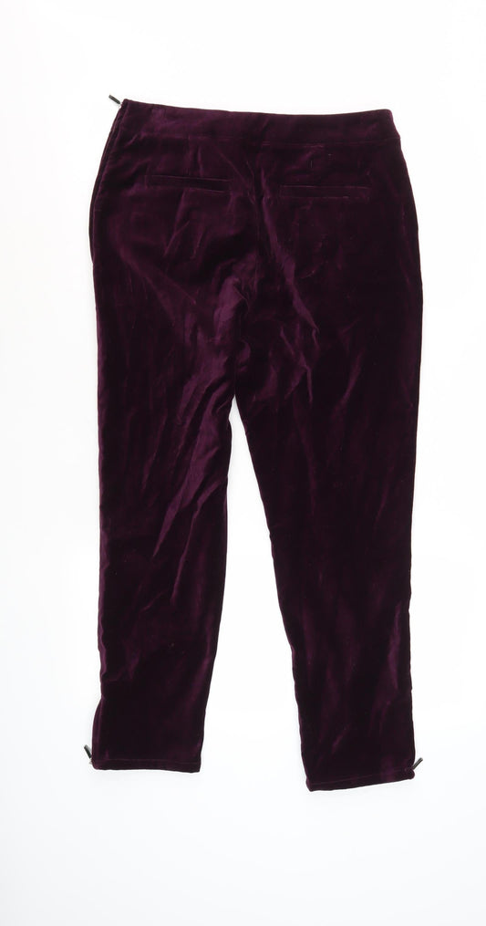 Fat Face Women's Purple Velvet Cropped Trousers UK 10
