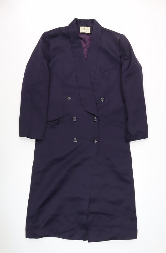 Solo Women's Blue Long Overcoat, Size 10, Vintage Elegance