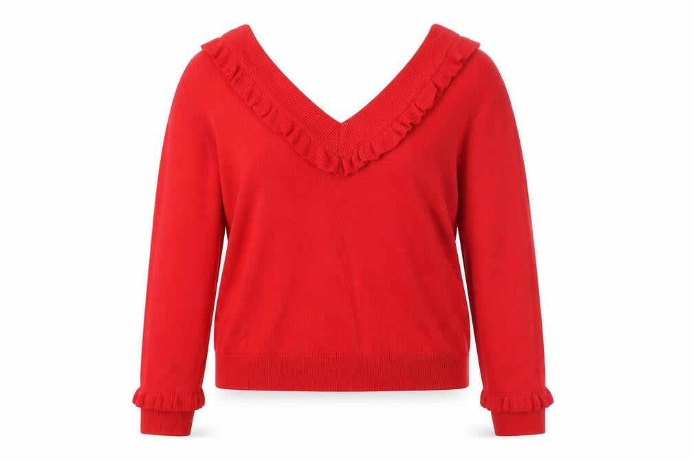 Marks and Spencer Women’s Red V-Neck Jumper Size 12