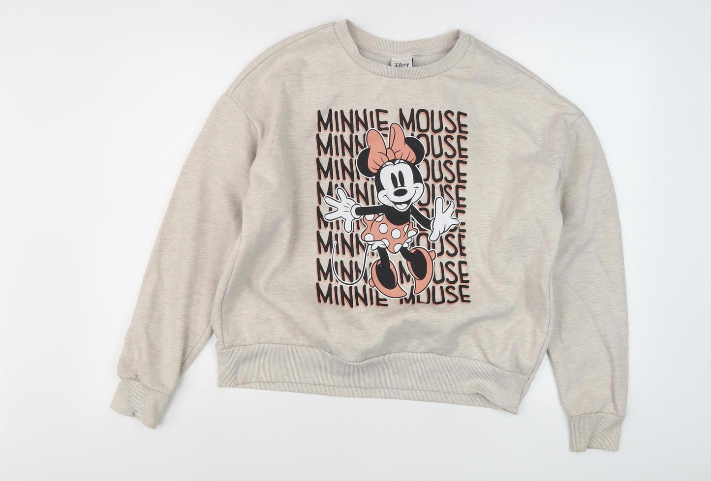 Disney Women's Beige M Minnie Mouse Pullover Sweatshirt