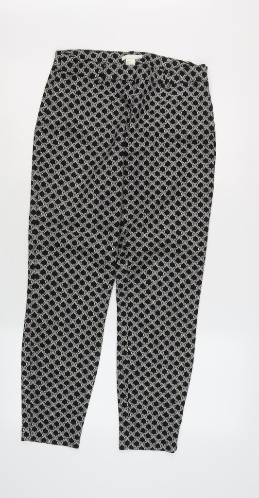 Women's Black Geometric Trousers Size 10