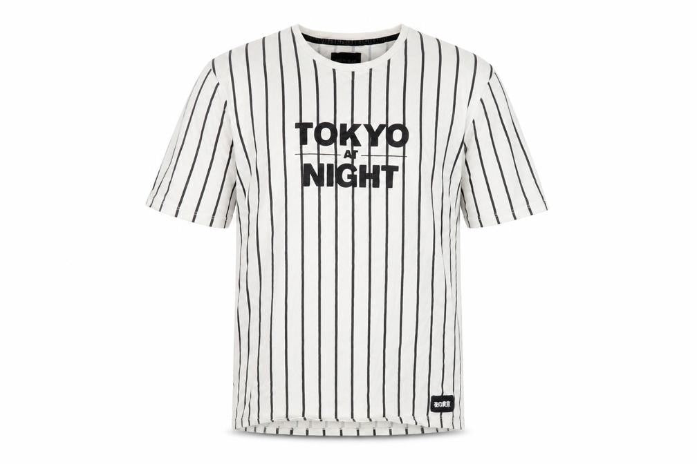 Pull & Bear Men's White Striped T-Shirt, Size M