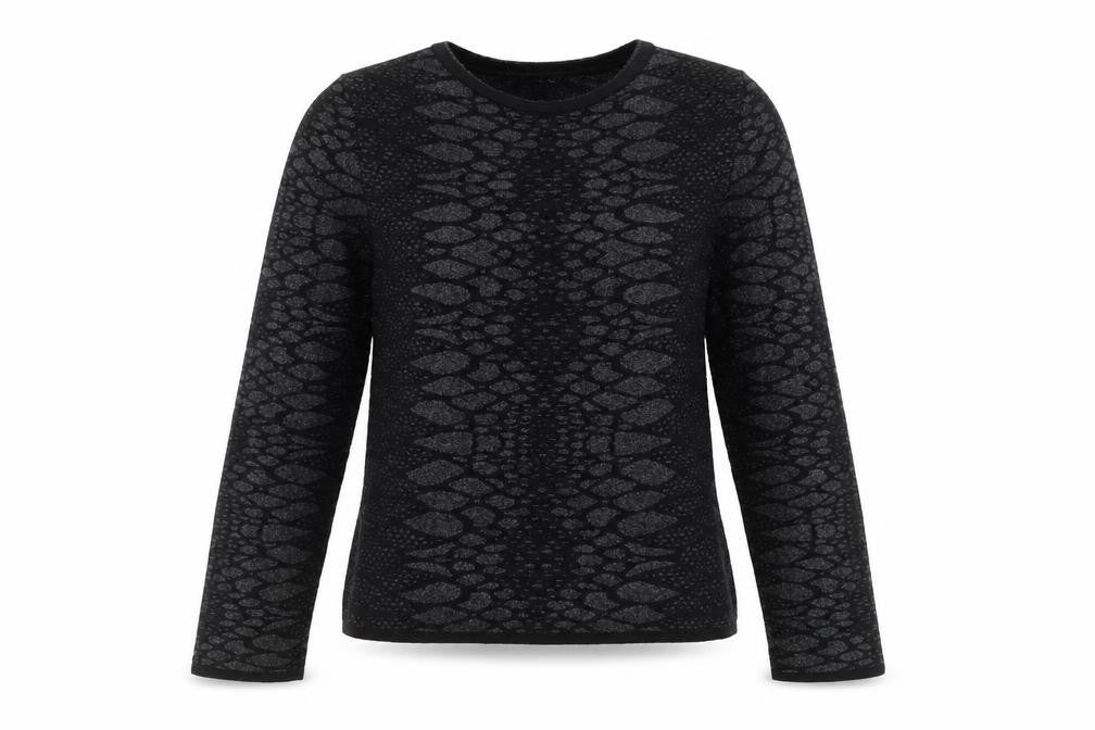 Zara Women's Black Knit Animal Print Long Sleeve Top