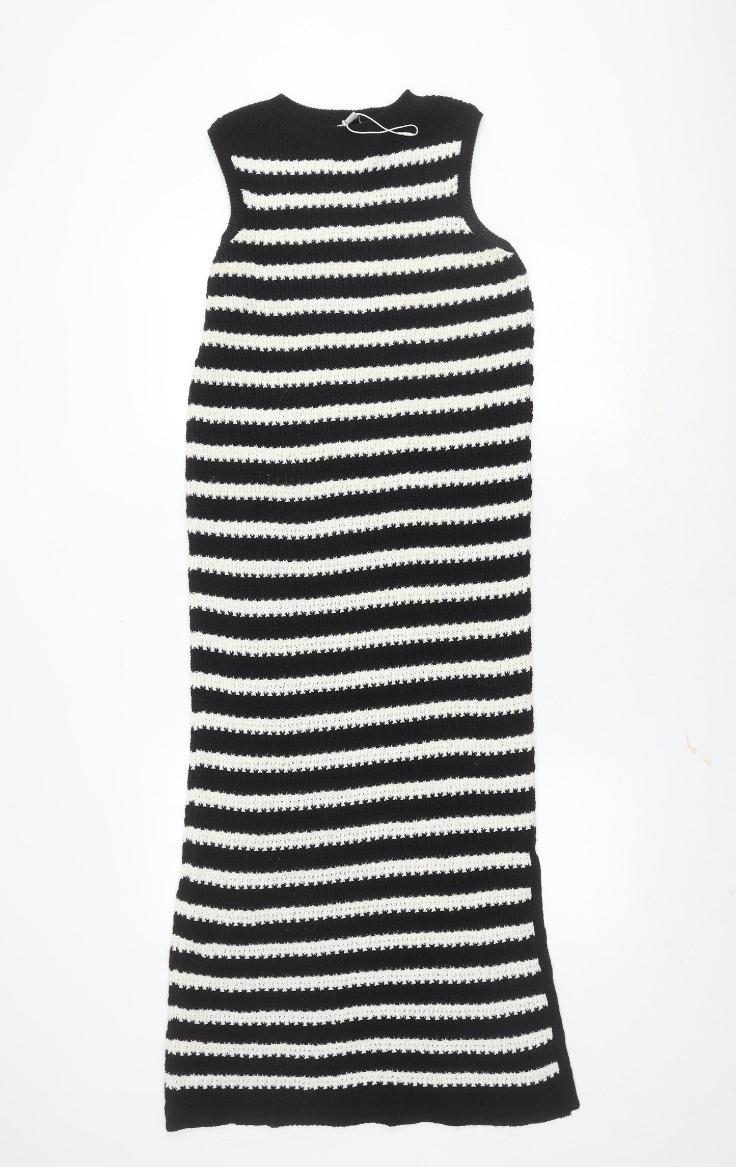 Marks and Spencer Women's Black Knitted Striped Dress M