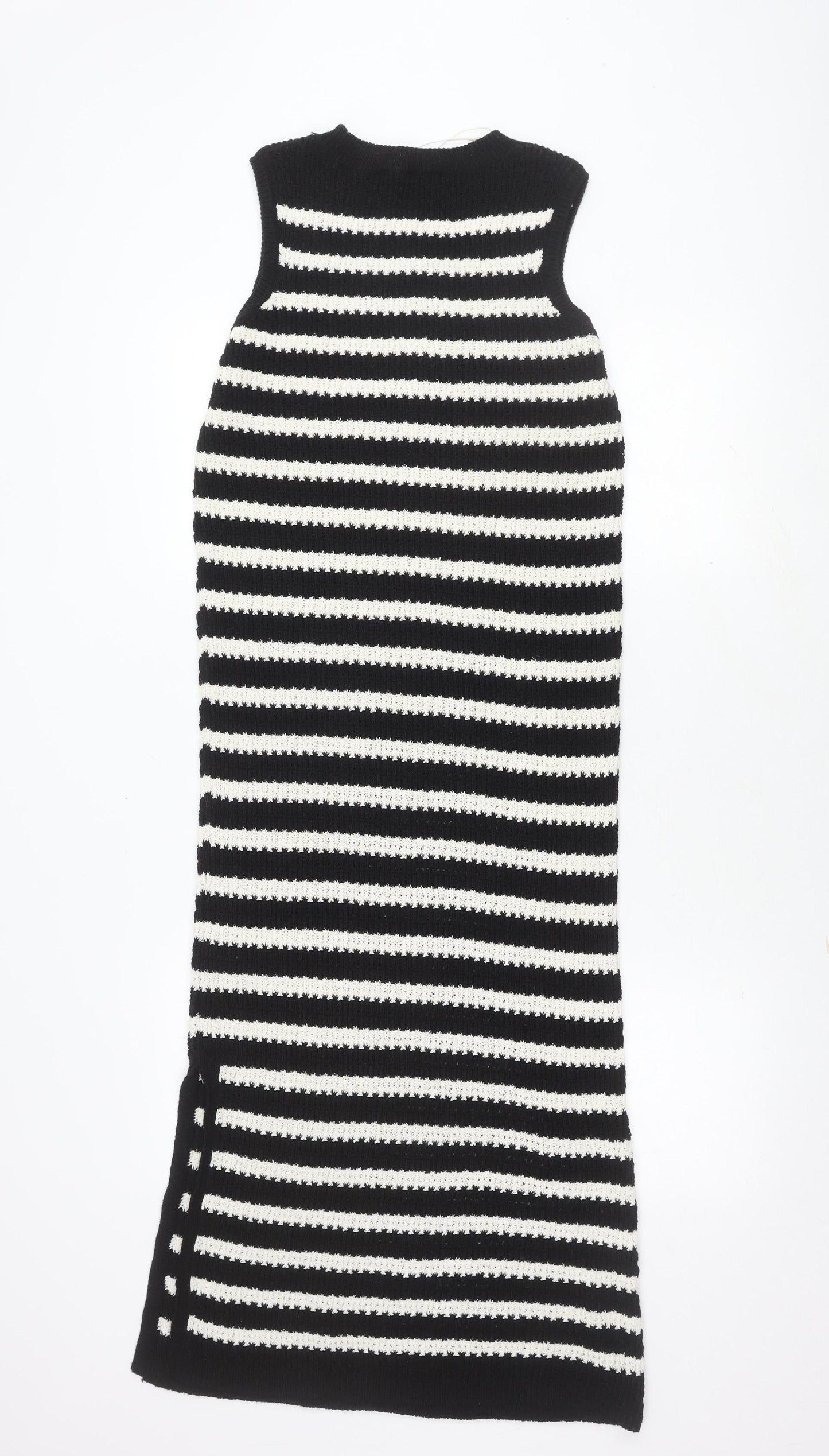 Marks and Spencer Women's Black Knitted Striped Dress M