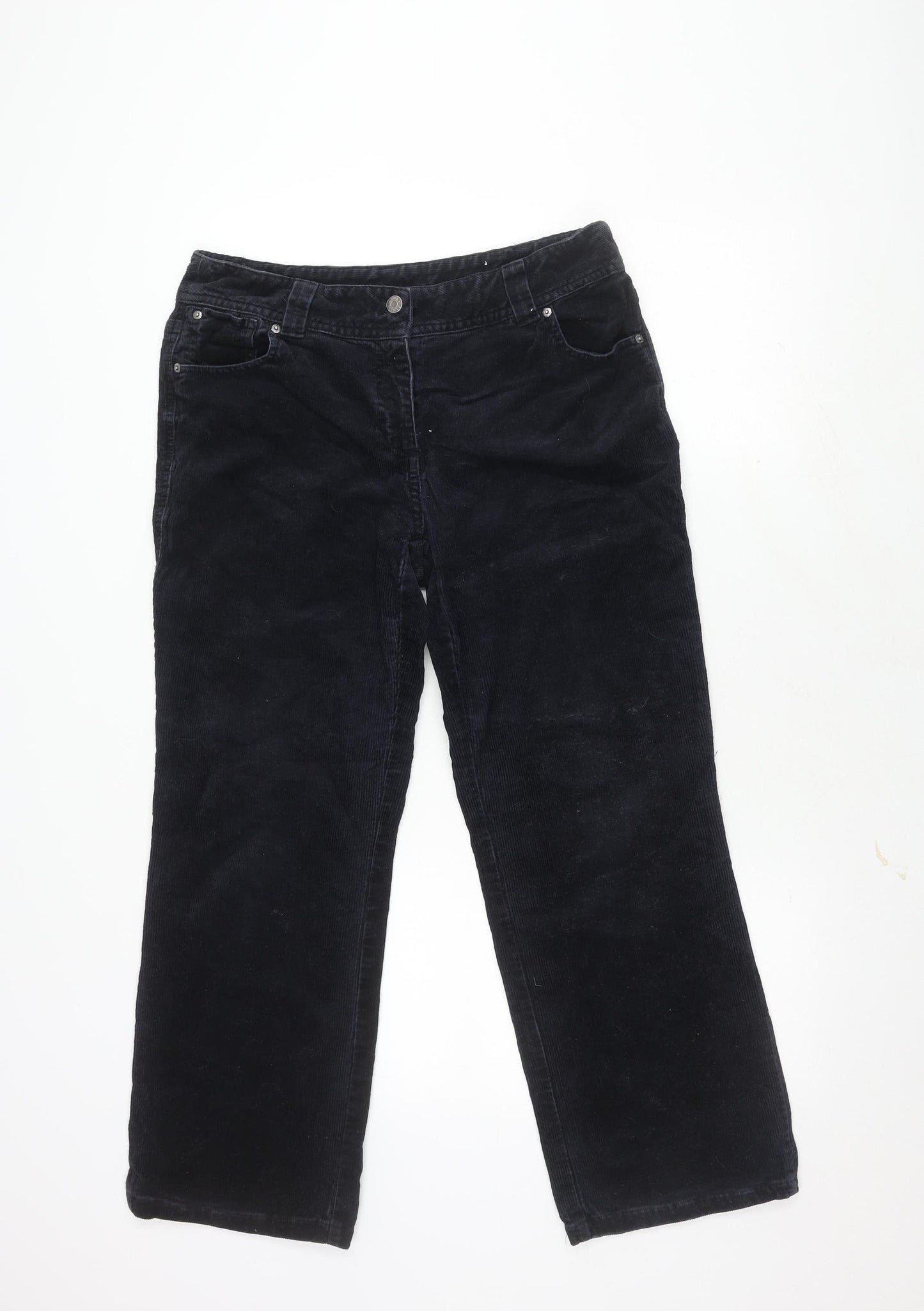 Laura Ashley Women's Black Corduroy Trousers, Size 14