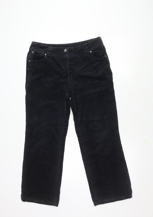Laura Ashley Women's Black Corduroy Trousers, Size 14
