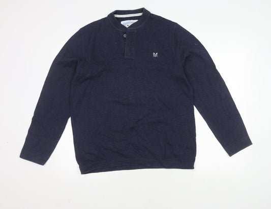 Crew Clothing Co. Men's Blue Henley Long Sleeve Tee, M