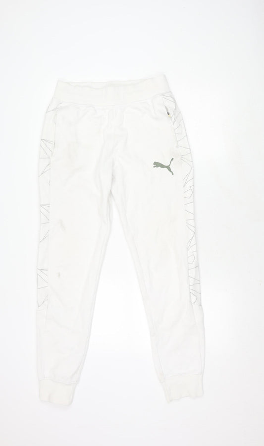 Puma Men's White Jogger Trousers Size M, Gym & Training