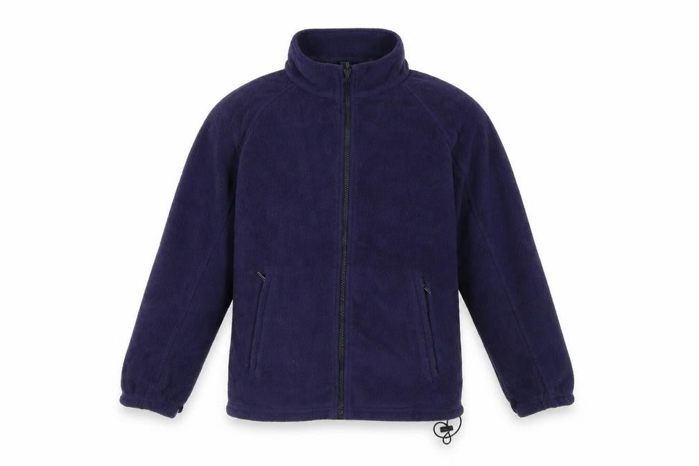 Front view of Regatta boys’ blue fleece jacket 11-12 years