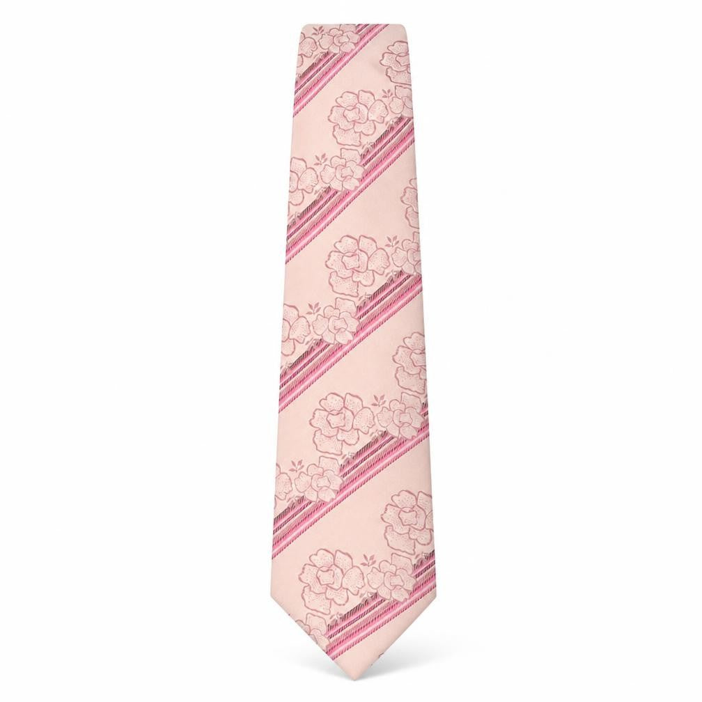 Marks & Spencer Men's Pink Silk Floral Striped Tie