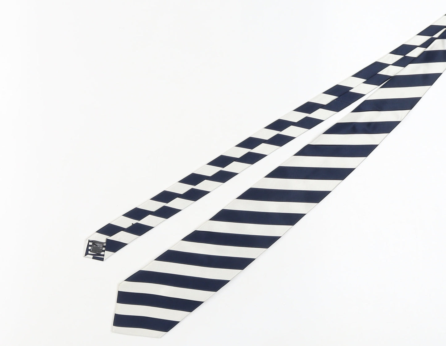Marks and Spencer Men's Blue Striped Silk Tie, New