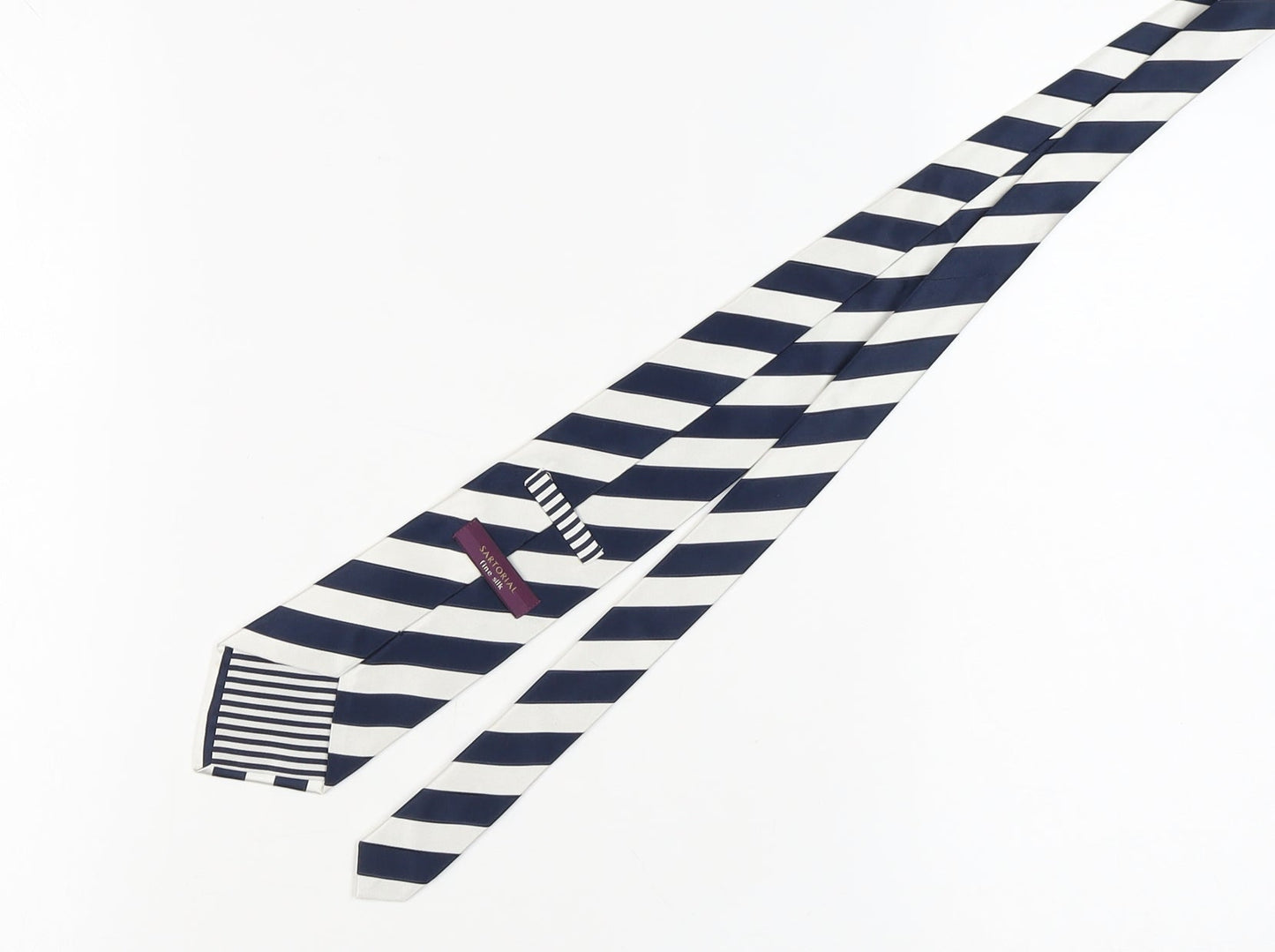 Marks and Spencer Men's Blue Striped Silk Tie, New